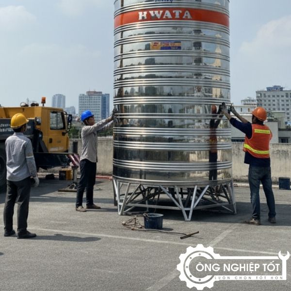 Kỹ thuật lắp đặt bồn inox công nghiệp 10.000L